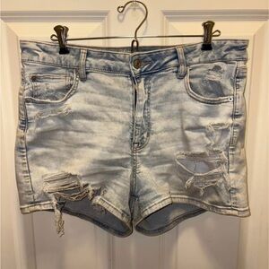 American Eagle Outfitters Light Blue Distressed Jean Shorts